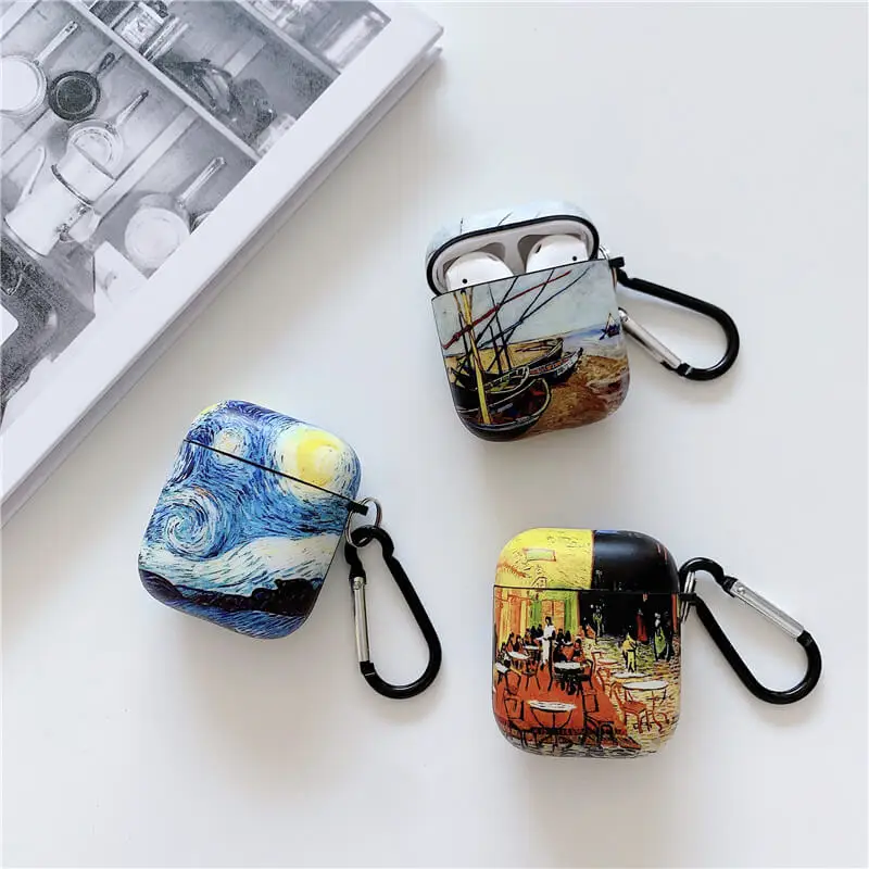 Van Gogh yağlıboya koruyucu kılıf için Airpods Pro kapak airpod 2 3 airpod için bluetooth kablosuz kulaklık şarj çantası kılıfları