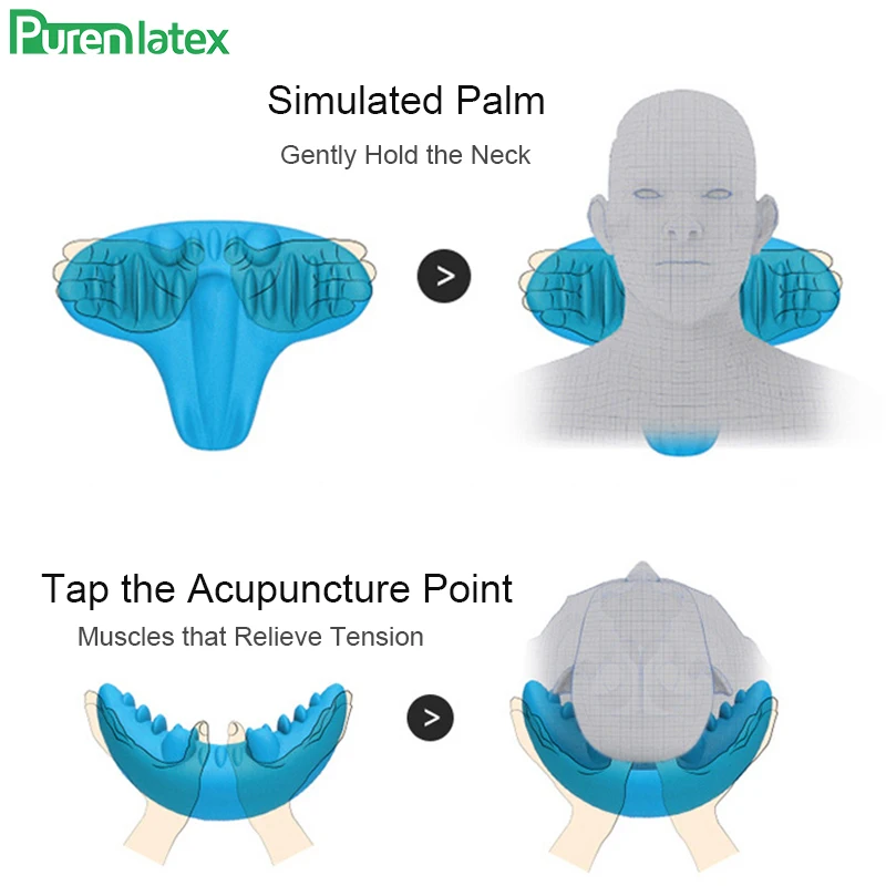 PurenLatex New Design Neck Retractor Pillow Memory Foam Orthopedic Pillow Gravity Stretch Cervical Vertebra Massage Spots Pillow