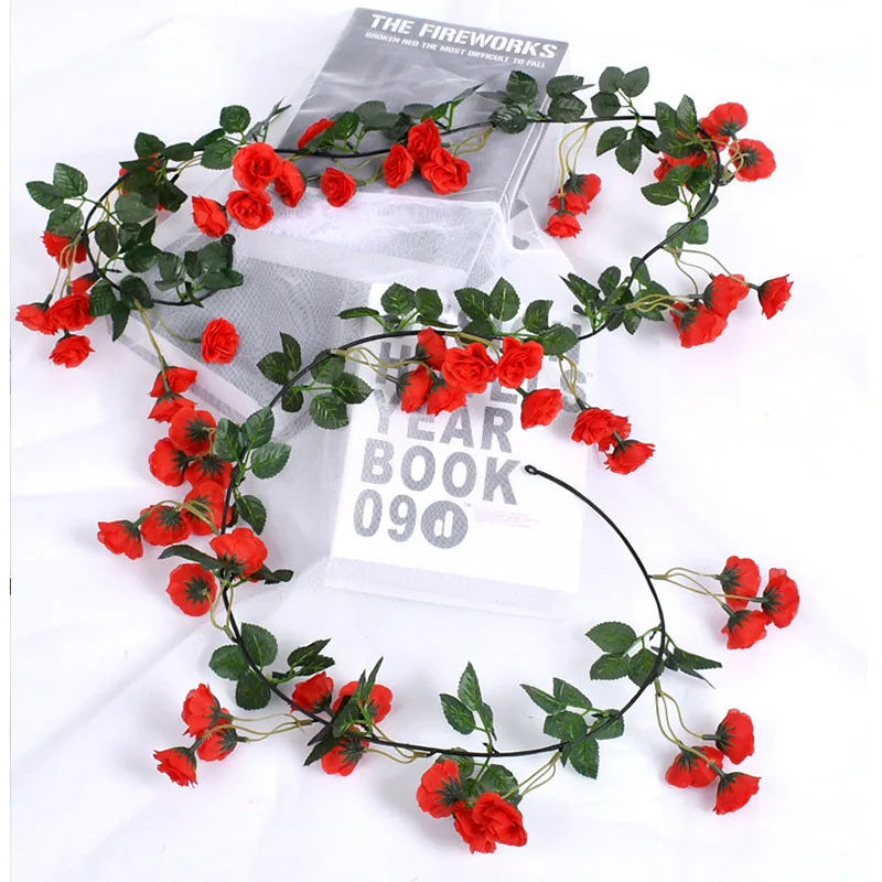 1pc 2m Rose Künstliche Blume Girlande Weiß für Hochzeit Hause Dekoration Frühling Herbst Garten Arch Decor DIY Gefälschte blumen Reben – Detail 13