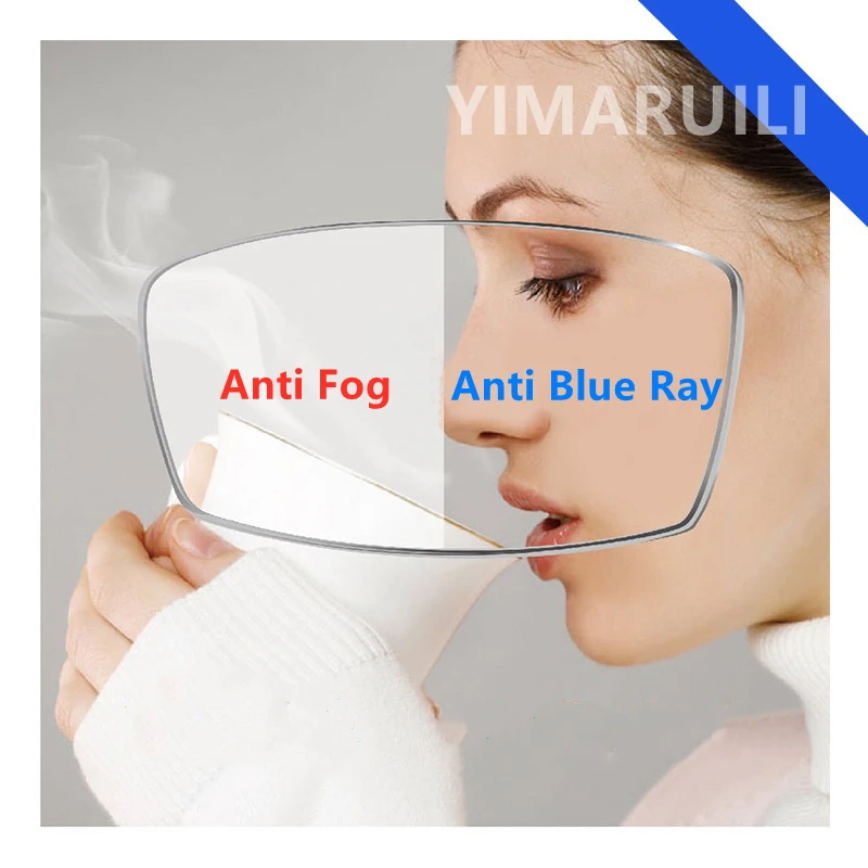 YIMARUILI 1.56/1.61/1.67/1.74 Anti-Fog Anti-Blue CR-39 Resin Anti-reflective Anti-scratch High Quality Aspherical Optical Lens