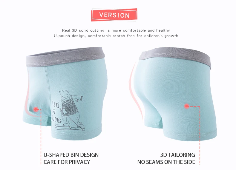 3Pcs Hohe Qualität Jungen Unterwäsche Cartoon Bären Shorts Weiche Baumwolle Unterhose Kinder Teenager Gestreiften Höschen Für Kinder 4-15Y – Detail 3
