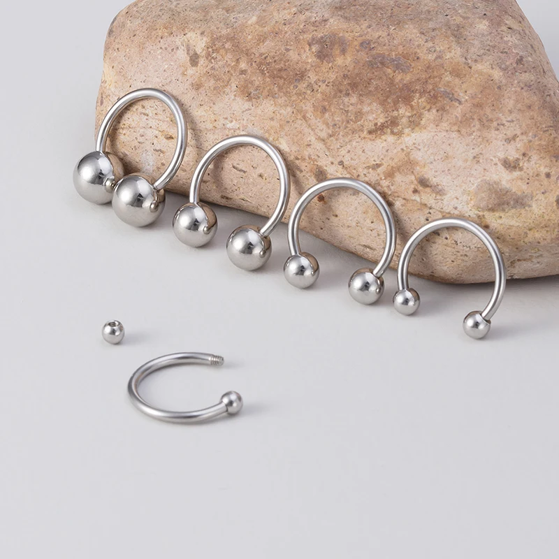 5PCS Surgical Steel BCR Septum Lip Piercing Nose Ring Hoop Horseshoe Ear Bar Circular Barbell Helix Cartilage Earring 16G