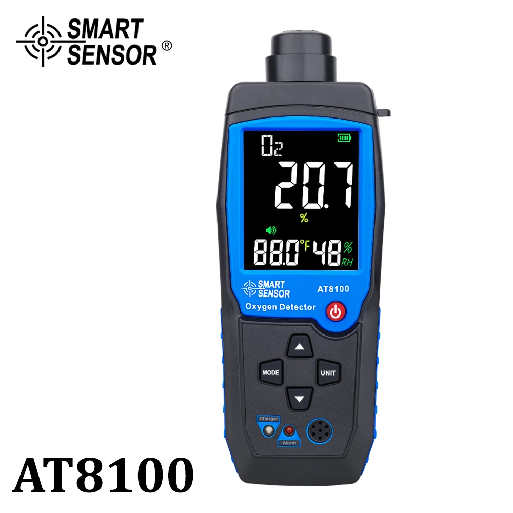 medidor de oxigenio digital com display lcd sensor inteligente detector de gas luz de som alarme monitor de gas qualidade do ar temperatura 01