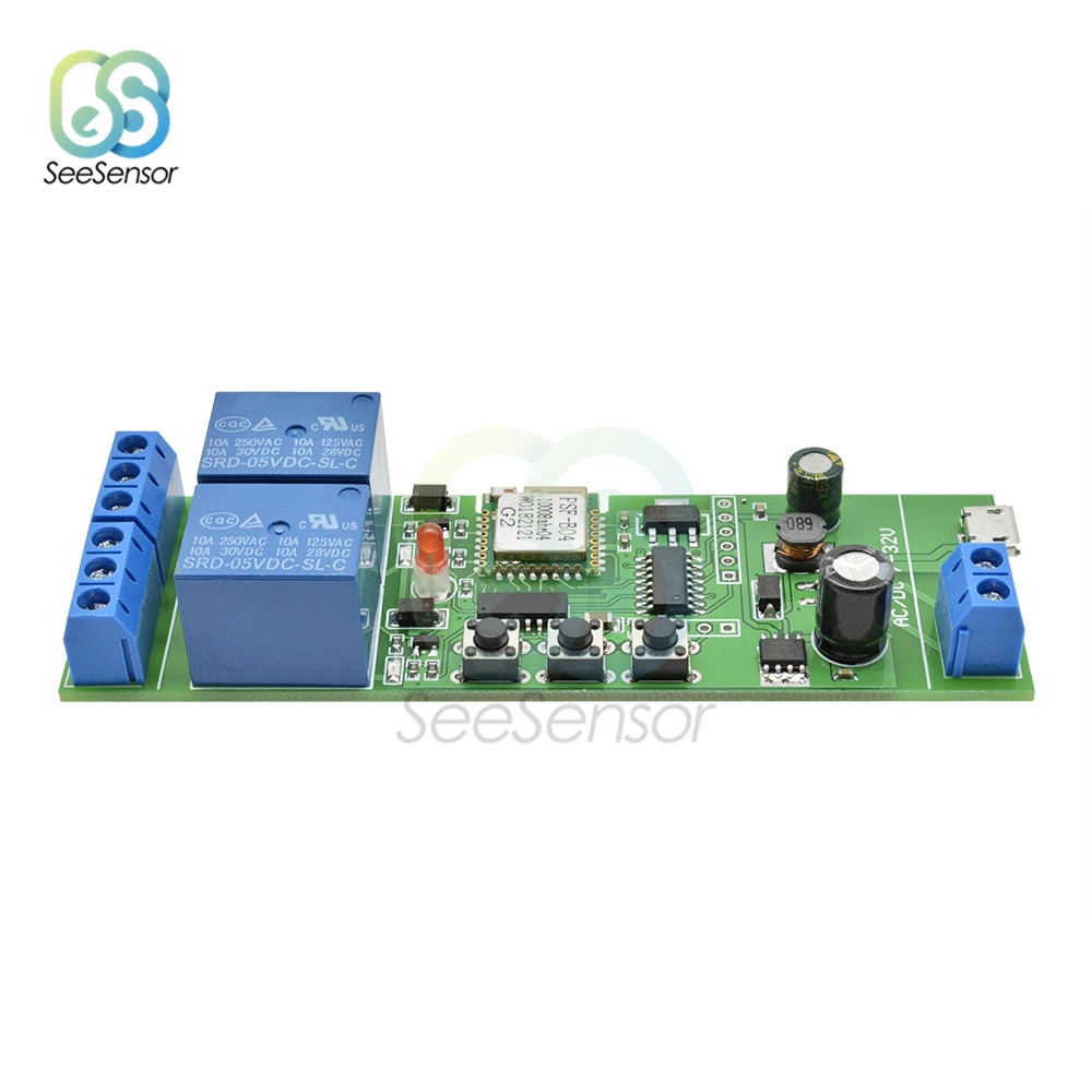 Módulo de Relé Interruptor WiFi Universal para Casa Inteligente, Interruptor Sem Fio, Temporizador, Controle Remoto Do Telefone, 2CH, USB, DC 5V, 7-32V