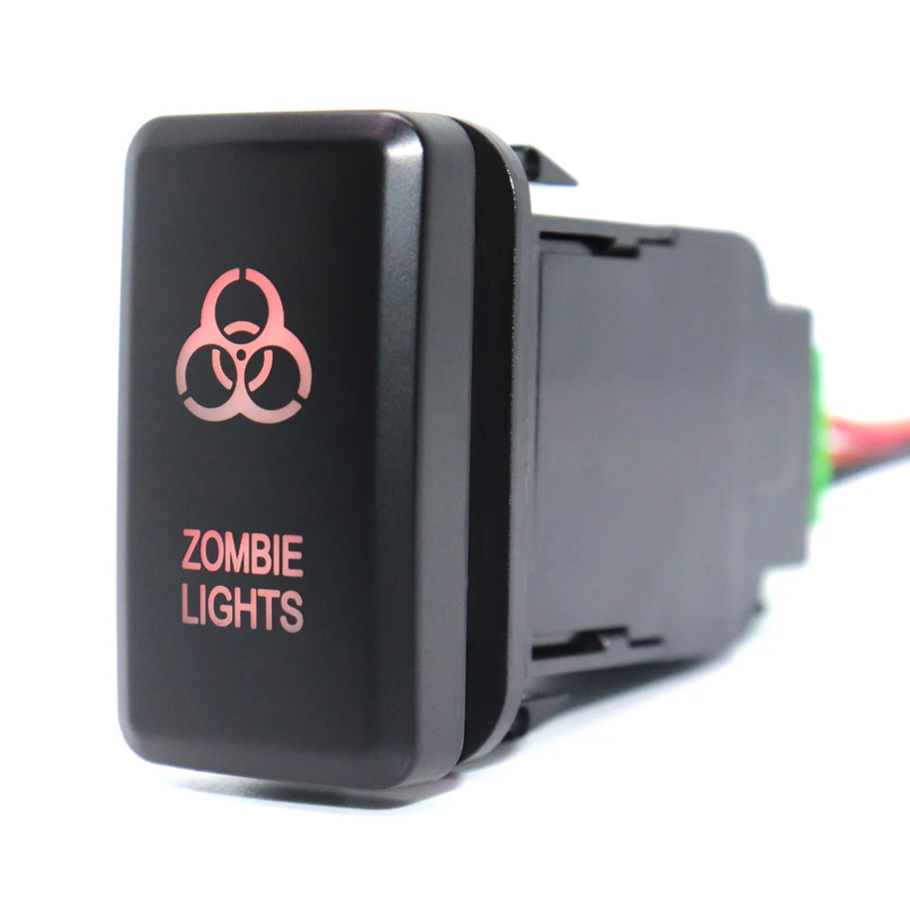 12V Zombie Lights Push Button Switch ON-OFF Switch with Connector Wire For Toyota Prado Landcruiser Hilux FJ Cruiser