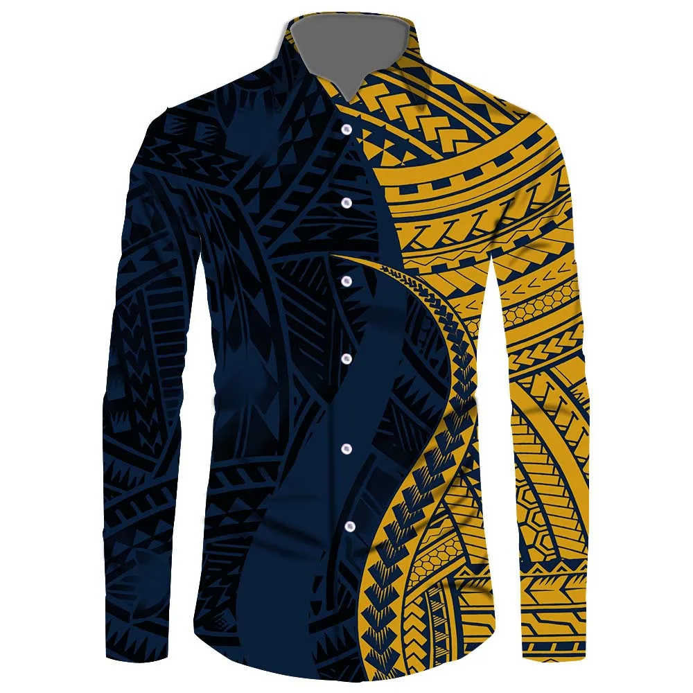 Spring Men Long Sleeve Shirts Samoan Summer Viking Autumn Custom Print Plus Size Puletasi Classics High Quality