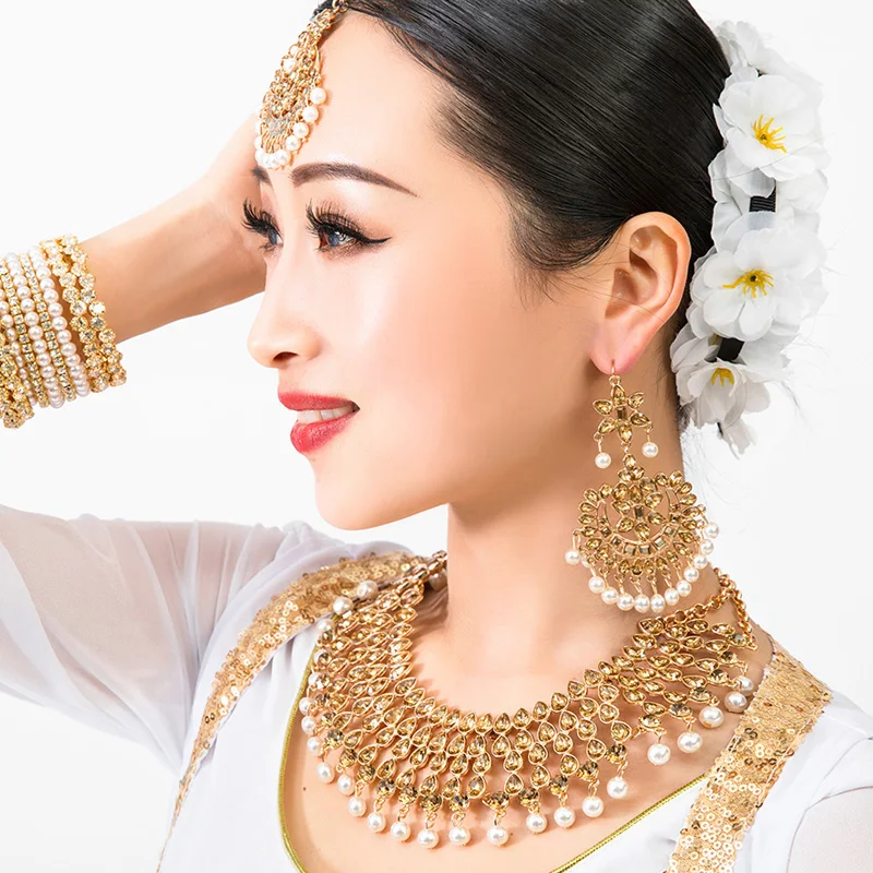 2020 New Nepal Ethnic Indian Saree Dancing Drop Earrings for Women Party Gift Brows Accessory+Necklace+Earrings