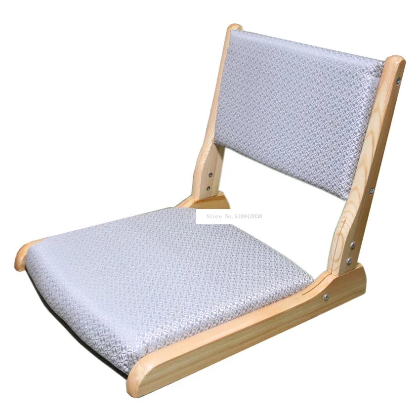 Japanese Style Simple Solid Camphor Wood Foldable Floor Seating Living Room Chair Bedroom Upholstered Folding Chair Legless