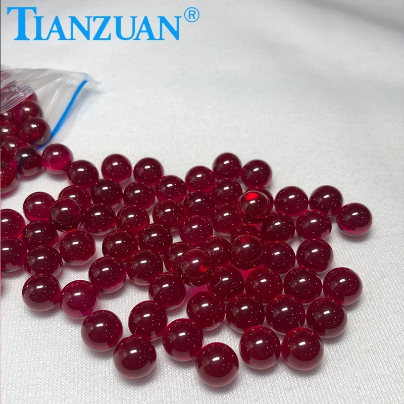 5# Red Color Ball Sphere Shape Artificial Ruby Corundum Stone Beads Loose Stone Without Hole For Jewelry Making DIY Material