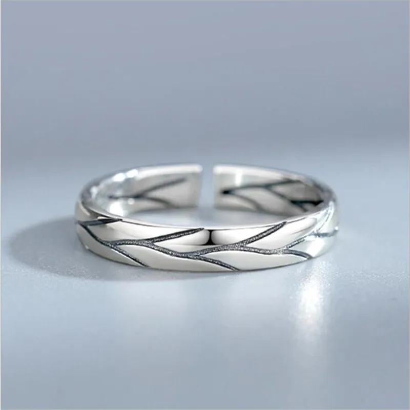 New Arrival Exquisite Thai Silver Crack 925 Sterling Silver Plated Jewelry Simple Tree Pattern Personality Opening Rings TYB438