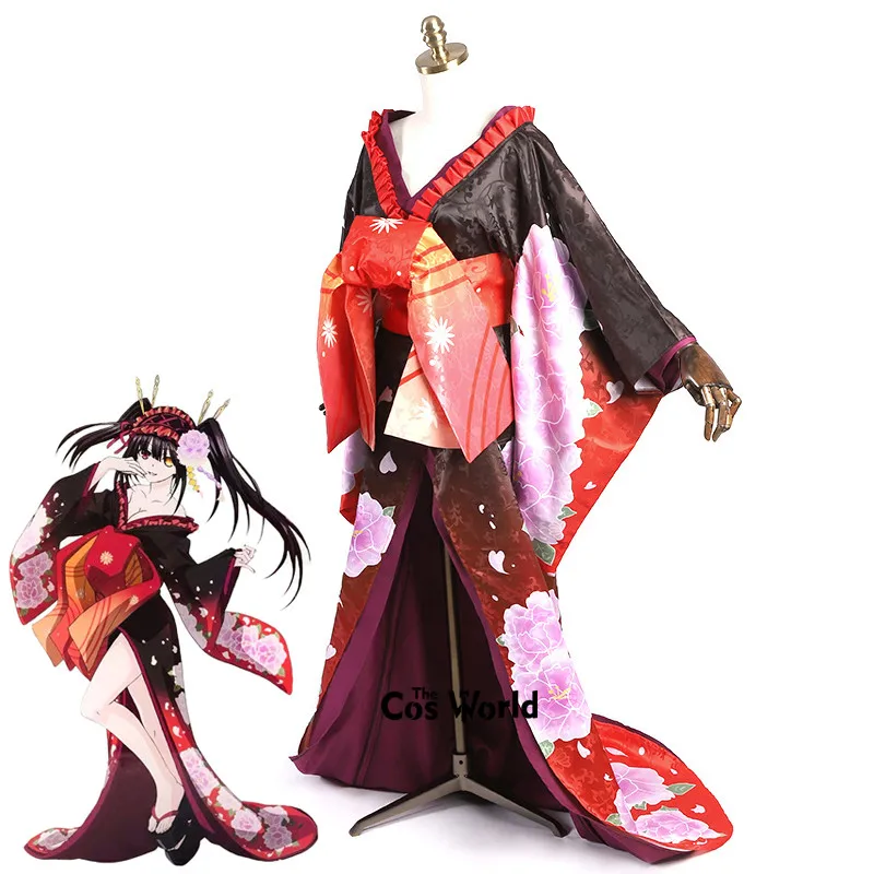 DATE A LIVE Tokisaki Kurumi Yukata Kimono Dress Outfit Anime Cosplay Costumes