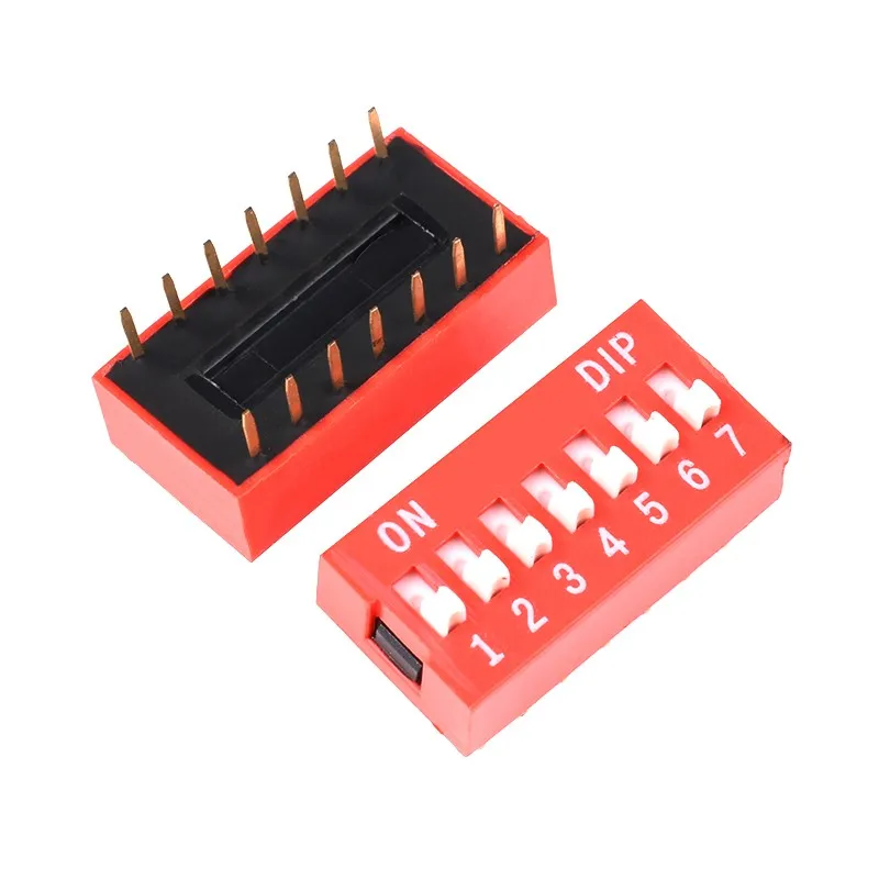 10PCS Slide Type Switch Module 1 2 3 4 5 6 7 8 10 12PIN 2.54mm Position Way DIP Pitch Toggle Switch Blue/Red Snap Dial Switch