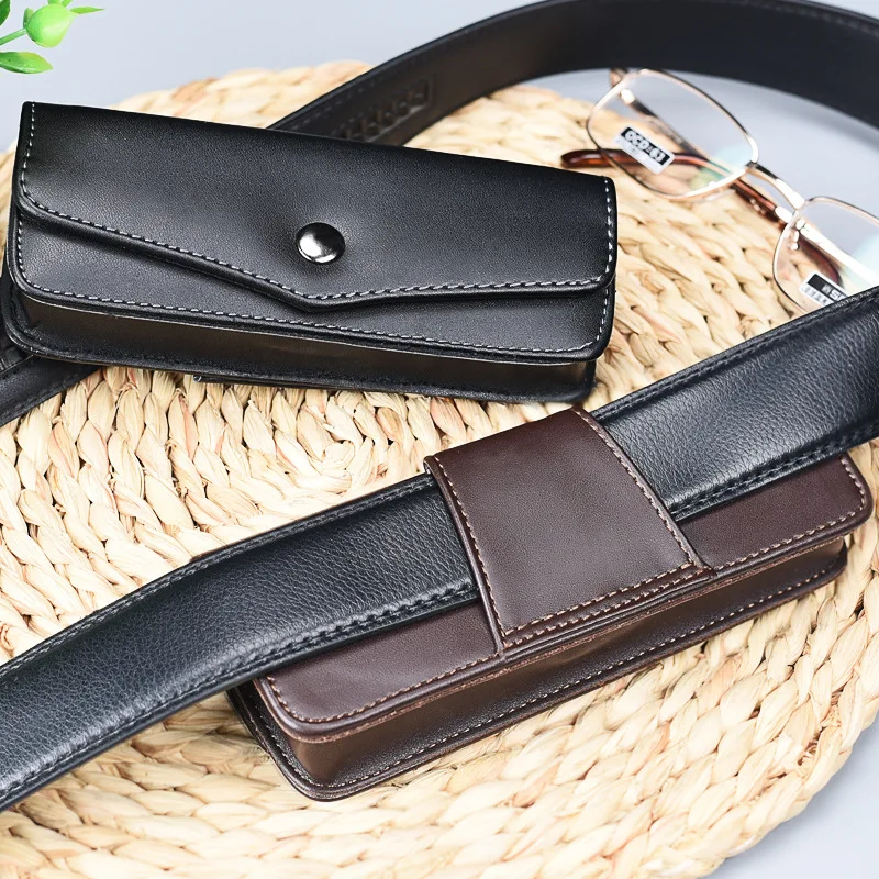 Cubojue PU Leather Glasses Case Male Reading Eyeglasses Boxes Brown Black Fashion Wearable Belt