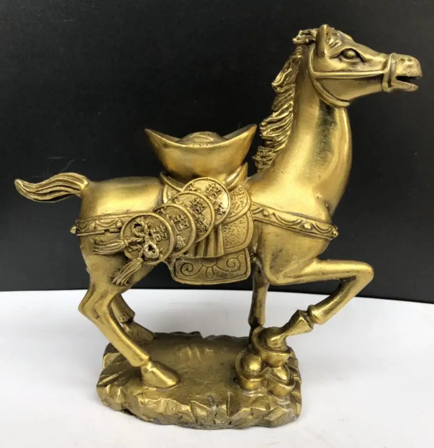 

China brass Ingots horse wealth crafts statue