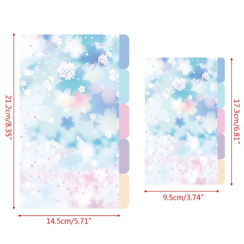 1ชุด Cherry Blossoms สไตล์ A5 A6หลวมโน้ตบุ๊ค Divider ดัชนีแยกไดอารี่กระดาษ Planner Binders โรงเรียนนักเรียน