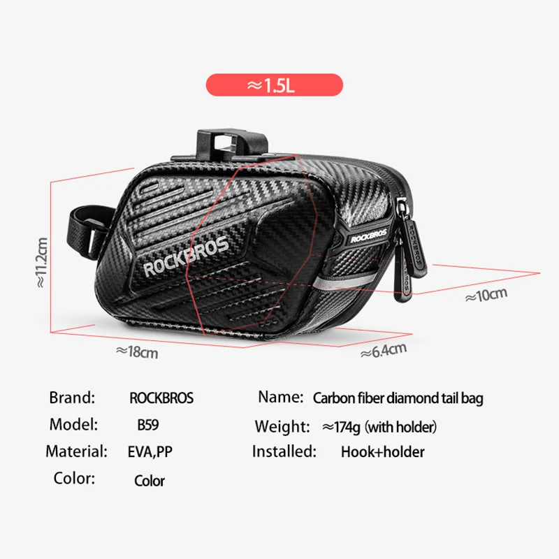 ROCKBROS Rainproof Bike Saddle Bag Large Capacity Bicycle Pannier Cycling Tail Rear Pouch Bag Reflective Bicycle Accessories