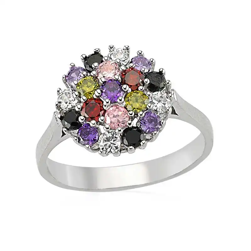 Silver Color Stone Women's Ring Zircon Stone 925 Sterling Jewelry Wedding Party Birthday Gift - Box - Women - Fashion - Botiva - Size - Turkish - Patterned Embroidered