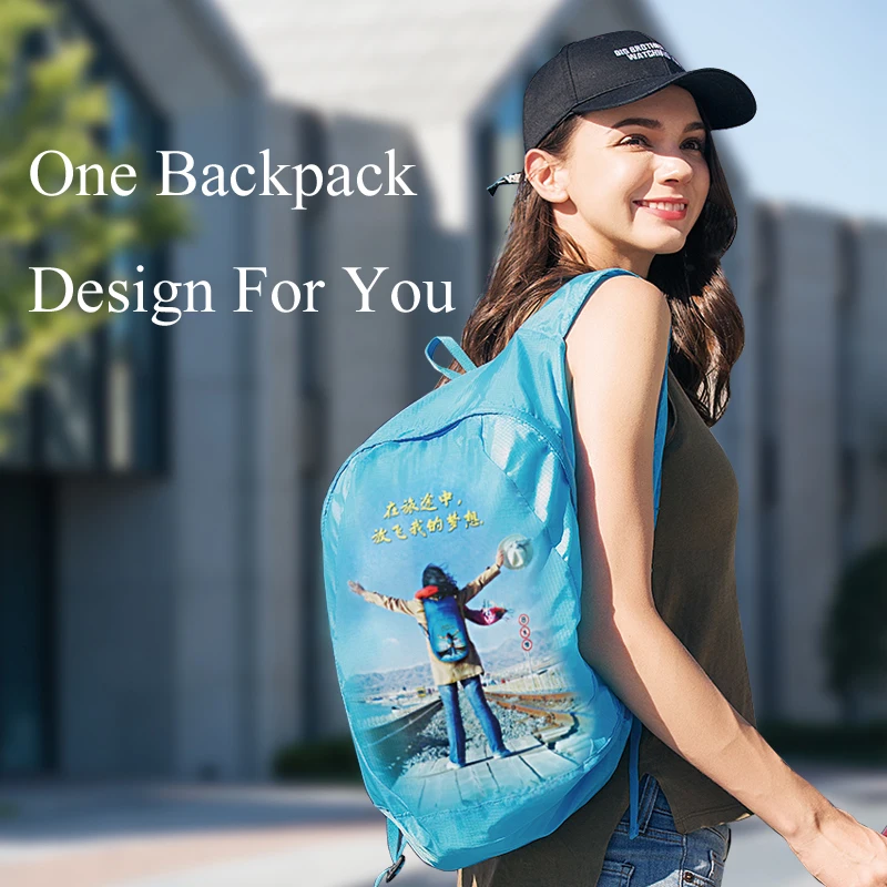 Customize the image Backpack Photo Printing Lightweight  Foldable diy bag  Men Women Backpack Travel Shopping Sport Bag pouch