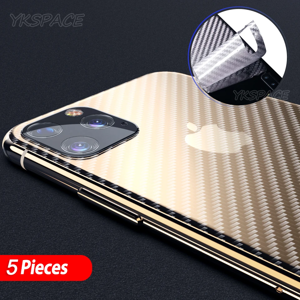 5Pcs Full Cover Back Soft Carbon Fiber Matte Film For iPhone 16 15 14 13 12 mini 11 Pro Max Durable Rear Screen Protector