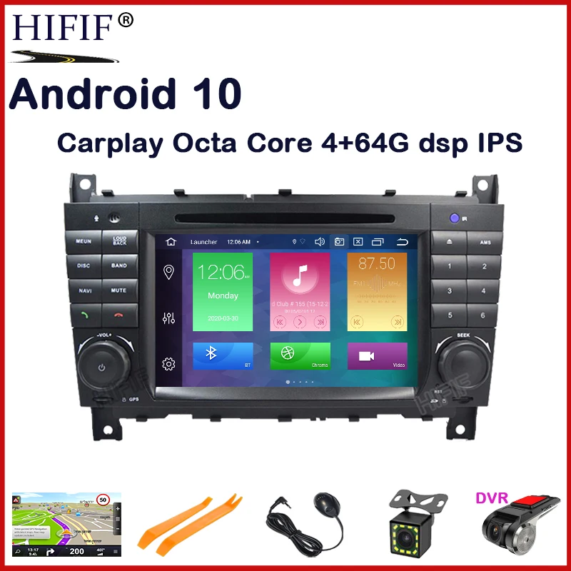 

DSP 7" 2 Din Quad Core Android 10 Car DVD GPS For Mercedes/Benz C Class W203 2004-2007 C200 C230 C240 C320 C350 CLK W209 04-11