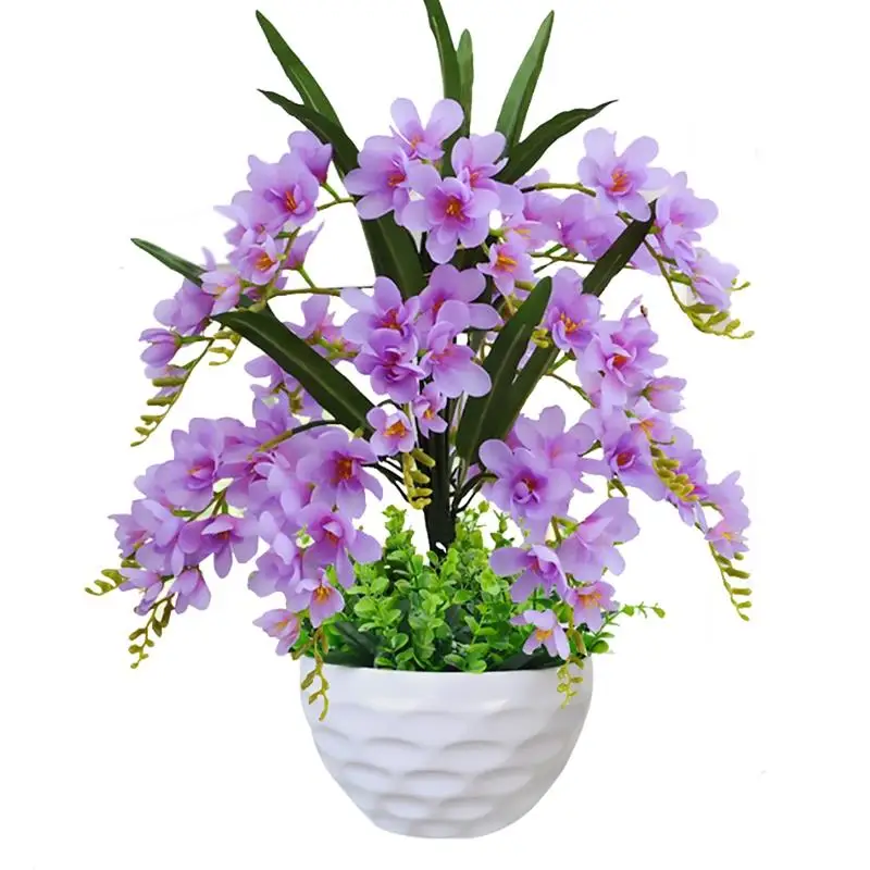 

Artificial Butterfly Orchid Potted Desk Artificial Flower Bonsai Faux Flower Plant For Christmas Party Home Wedding Decoration