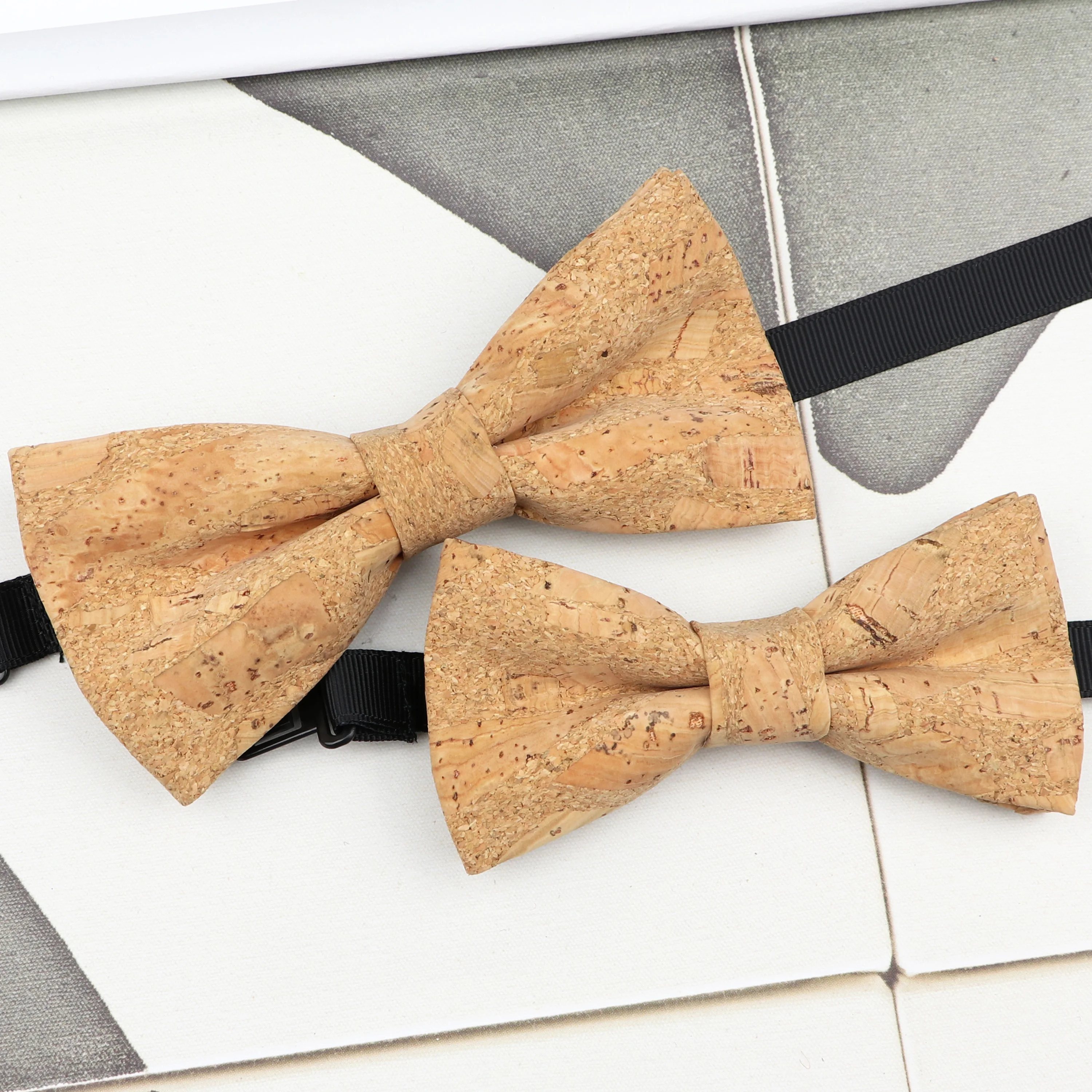 New Fashion Cork Wood Parent-Child Bow Ties Set Novelty Handmade Neckwear Butterfly For Wedding Party Man Gift Accessories Tie