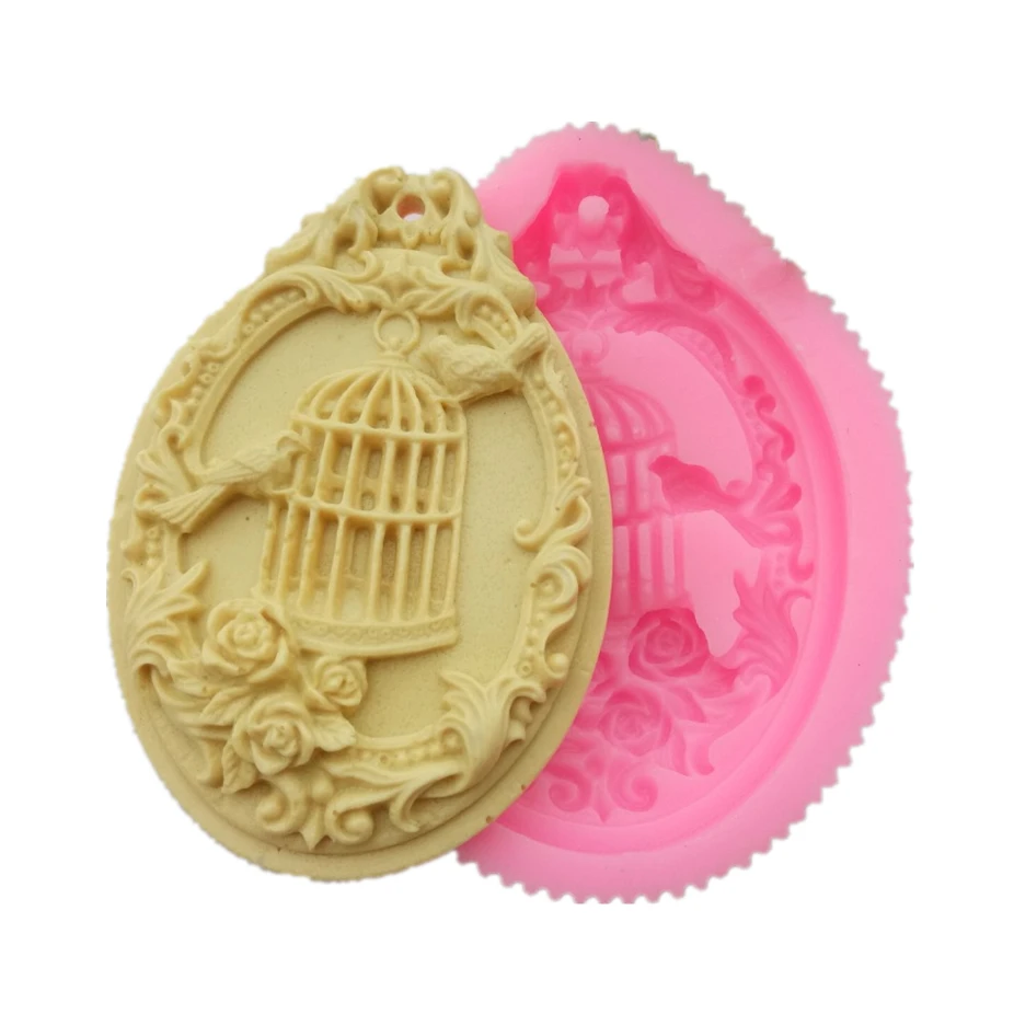 Bird Cage Silicone Mold Sugar Craft Candy Fondant Molds Cake Decorating Tools Soap Resin Chocolate Gumpaste Clay Moulds K374