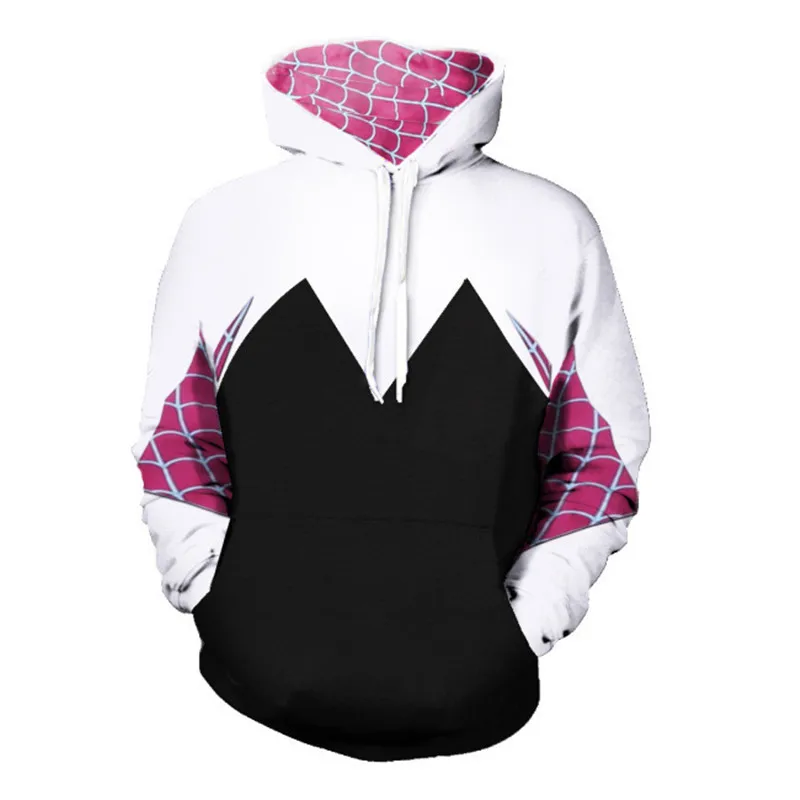 Hoodie Spider Gwen Stacy para homens e mulheres, traje cosplay, pulôver com capuz, capa de festa de Halloween