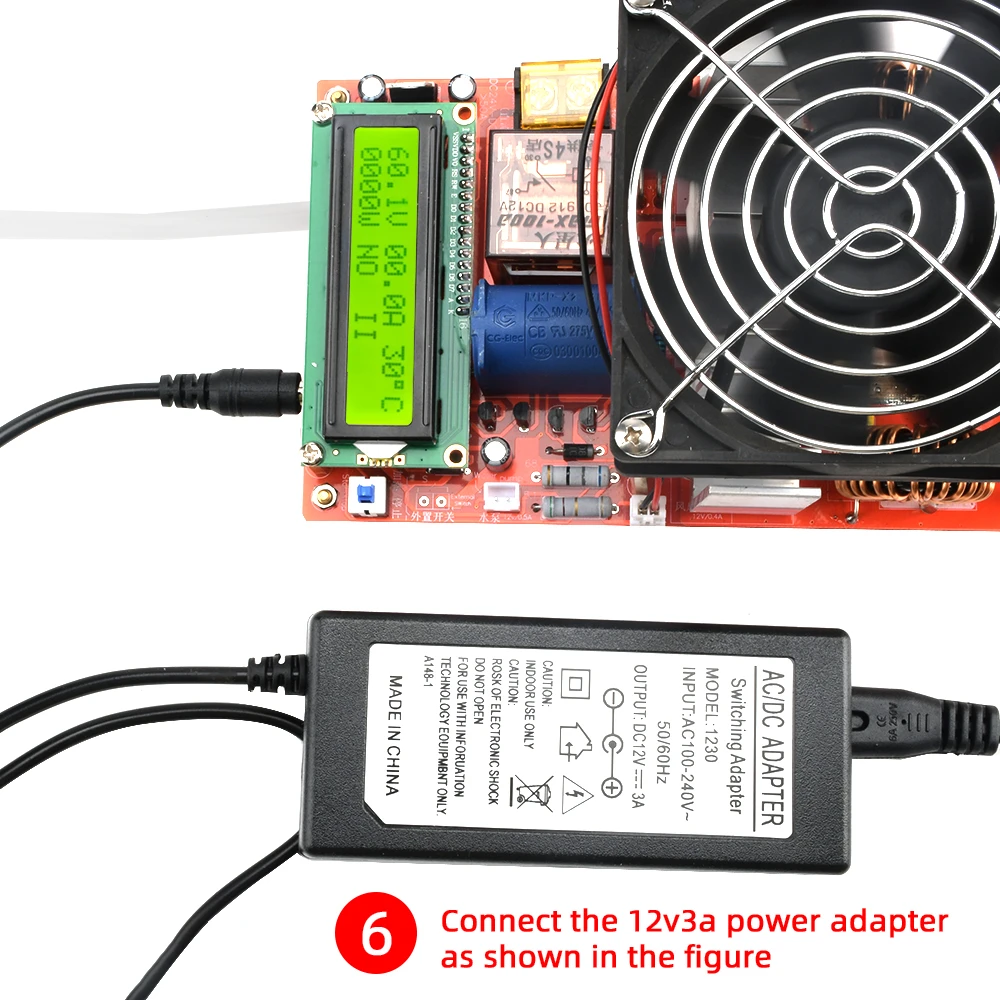 DC 24V-65V 2000W 48A High-Power ZVS เหนี่ยวนำแผ่นความร้อนเครื่องทำความร้อนแบบโมดูลเครื่องทำความร้อน Coil Power Adapter