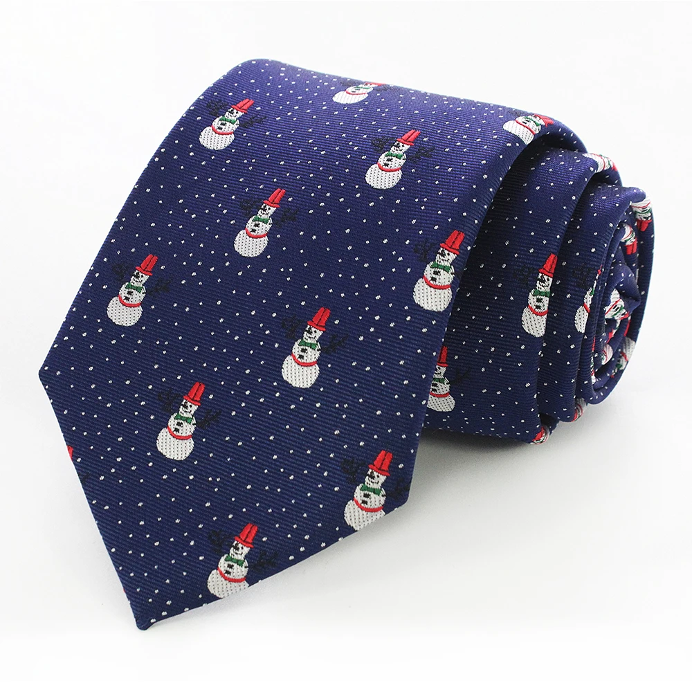 JEMYGINS Neuartige Weihnachtskrawatten, Weihnachtsmann-Schneeflocken-Krawatte, Rot-Grüne Seiden-Jacquard-Krawatte für Männer und Kinder, Weihnachtsgeschenk – Detail 13
