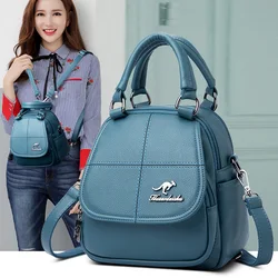 Hohe Qualität Solide Farbe Leder Frauen Rucksäcke Beiläufige Concise Rucksack College Reise Schule Taschen