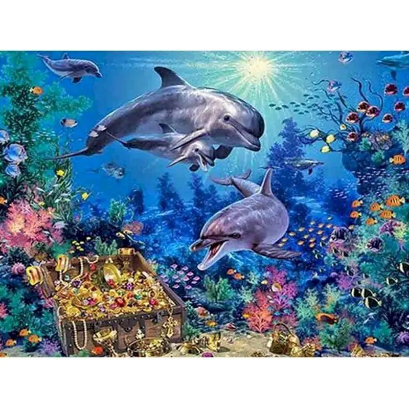 油絵:イルカ Amazon.co.jp: DIY Paint by Numbers カラフル数字油絵イルカ簡単大人