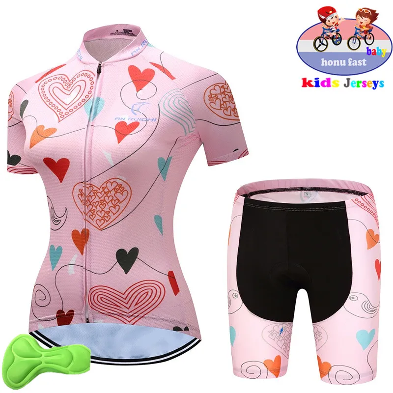 new Baby Summer Breathable Kids Cycling Jersey Set Shorts Fluorescent Pink Children Bike Clothing Boys Girls Cycling Clothes