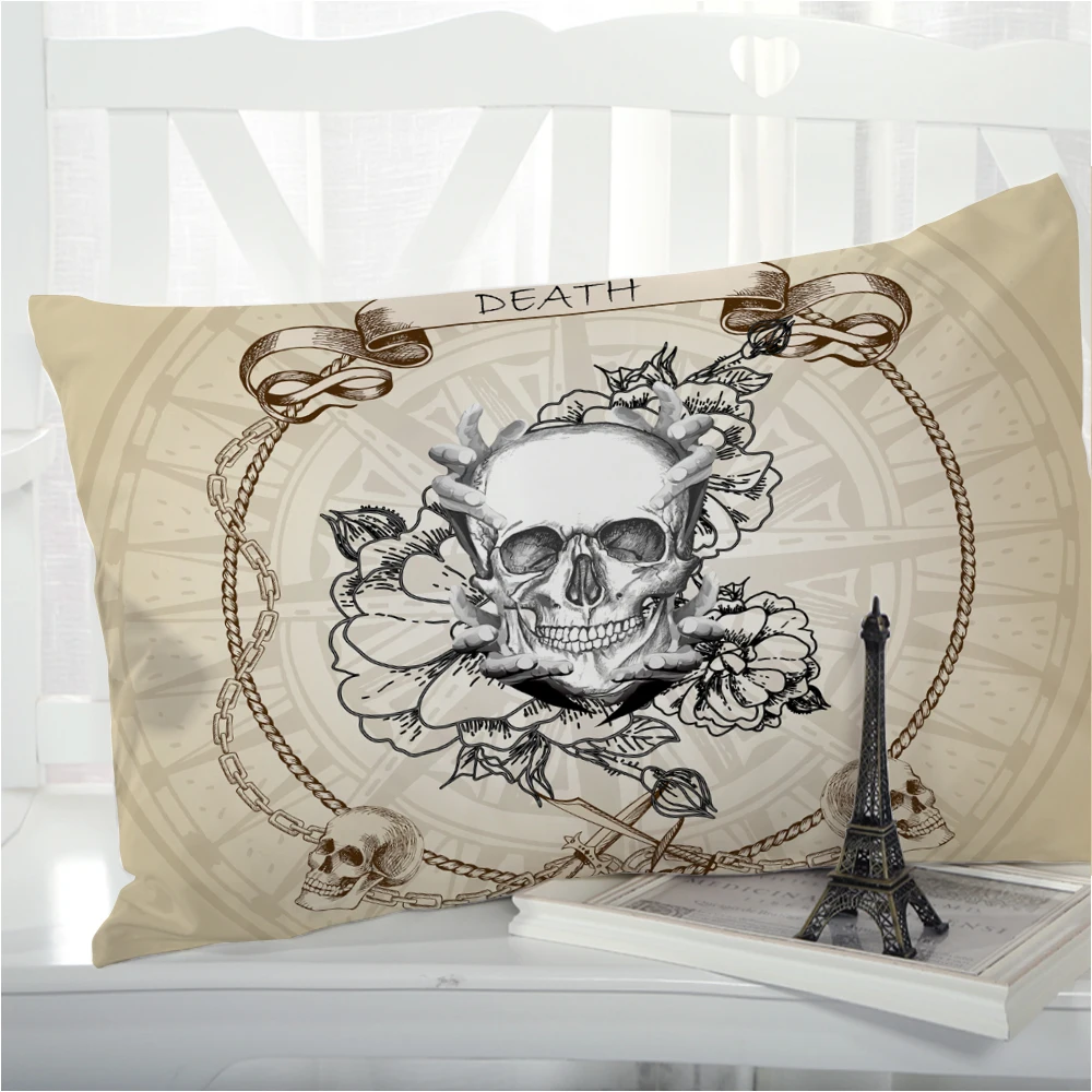 1pc Pillow cover Pillow case Luxury Bedding Pillowcase Pillowcovers decorative 50x70 Customizable size 3D Print Skull Khaki