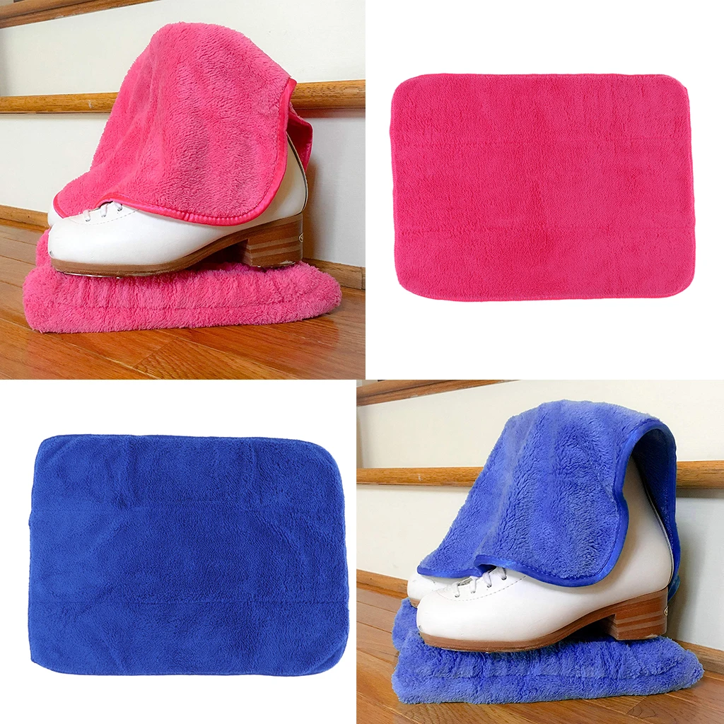 

30x50cm/11.8x19.7inch Ultra Soft Ice Skate Cover Cleaning Cloth Wiper Knit Blue Pink Set of 2