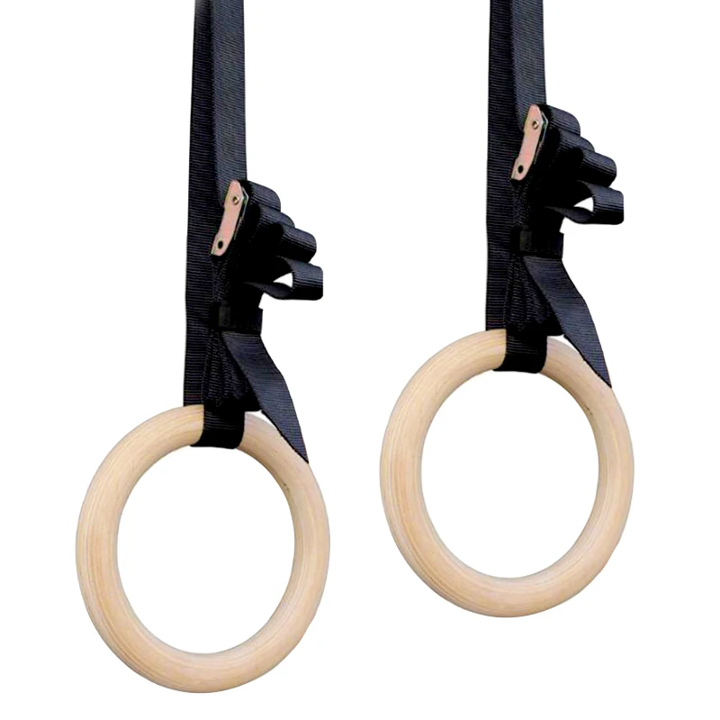 

25mm/32mm Wooden Gymnastic Rings with Adjustable Straps,Home Gym Fitness Equipment for Adults & Kids, Pull-Ups Strength Training