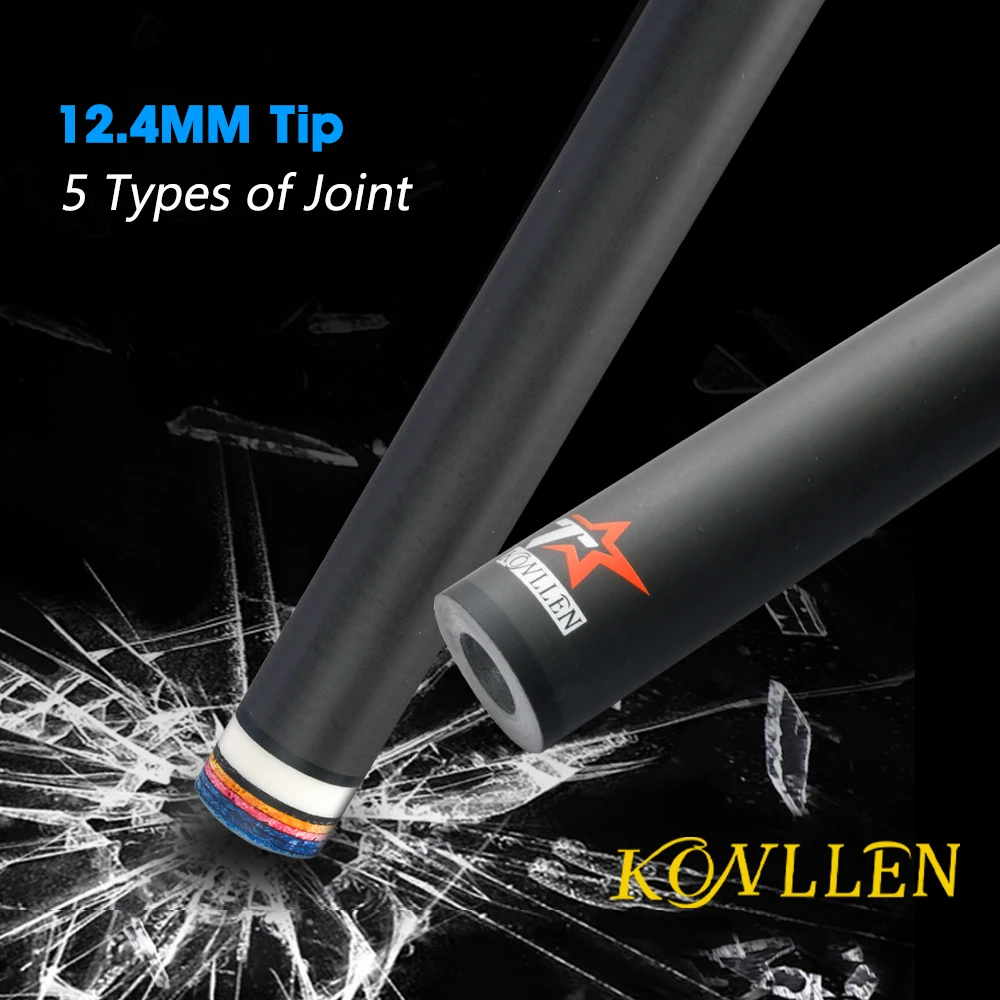 

KONLLEN New Upgraded Carbon Fiber Billiard Shaft 12.4mm Navigator Tip Phenolic Ferrule Black Technology Cue Stick