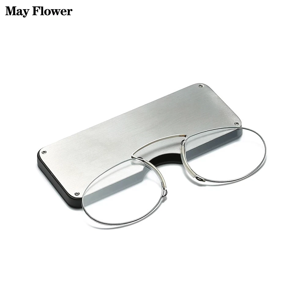 

Sighttoo Rimless Foam Reading Glasses Mini presbyopic Nose Clip For Men Women Pince-Nez Portable Magnifier Oval With Case +1 +2.