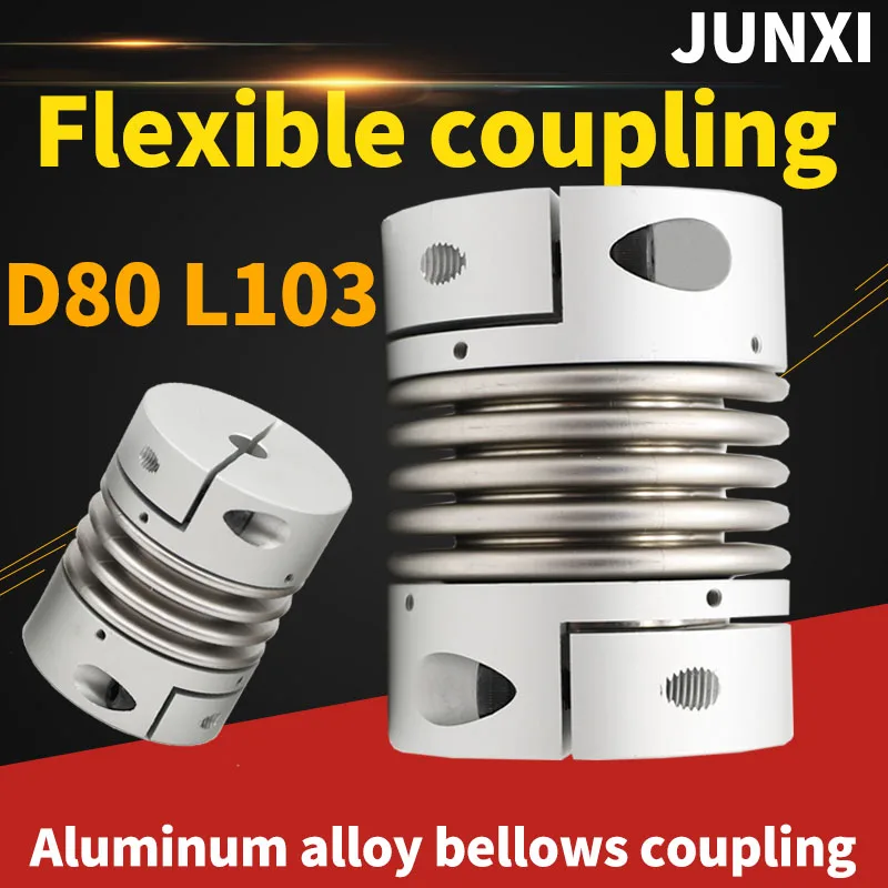 

D80 L103 Aluminum alloy bellows coupling stainless steel elastic encoder motor screw high torque coupling with keyway