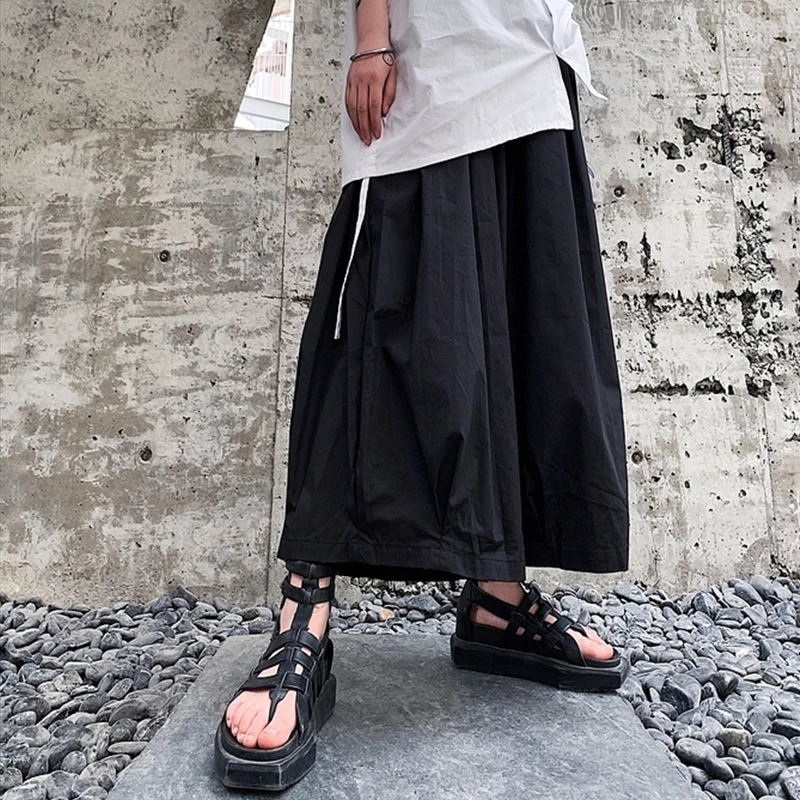 

Spring and summer new Korean fashion men's personalized loose bucket pants Harun pants wide leg pants skirt pants flared pants n