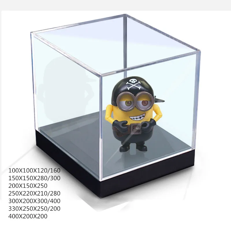 Clear Acrylic Plastic Display Case Box With Colorful Light Dustproof Perspex Protection UV