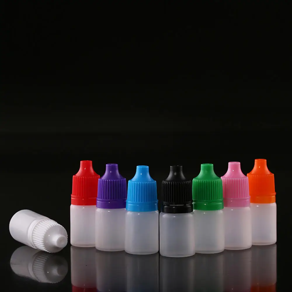 10Pcs/Lot 5ml Eyes Drop Refillable Bottle Empty Plastic Squeezable Dropper Bottles Colorful Cap Eye Liquid Dropper Sample Bottle