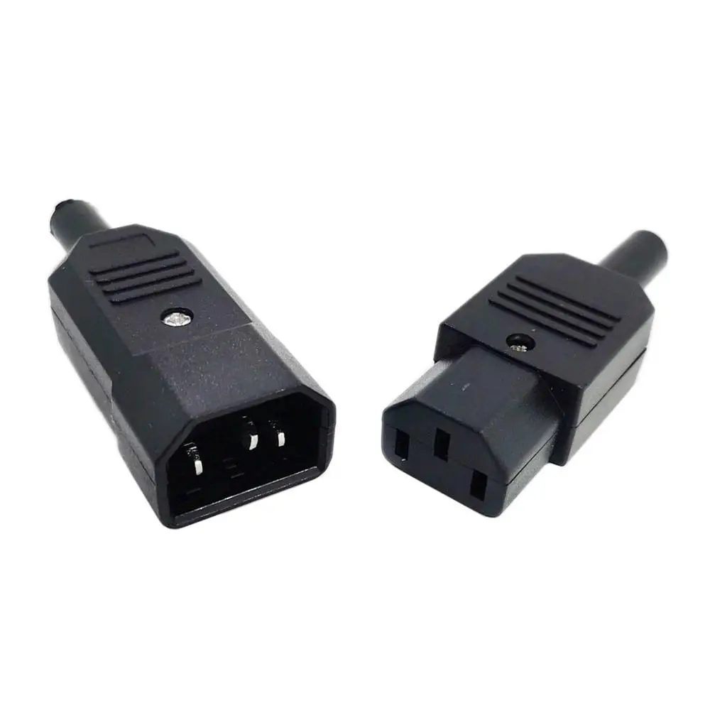 10pcs/lot IEC320 AC C14 Male + C13 Female Inline Rewirable Main Power Socket Plug 250V 10A Connector New Arrival