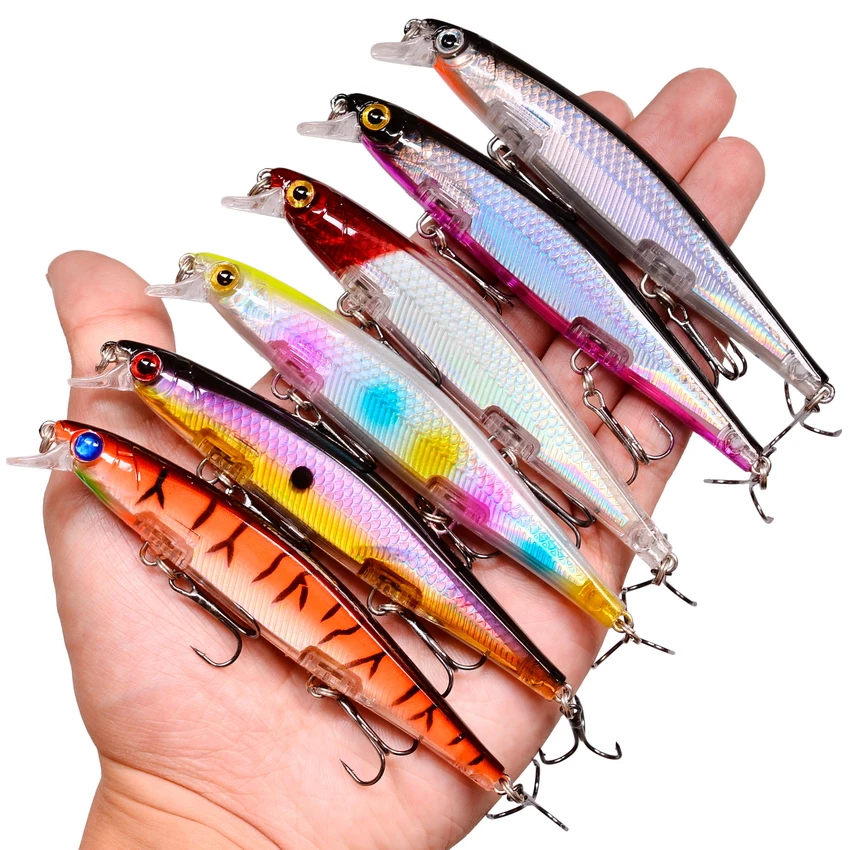 Señuelos de Pesca láser Wobbler, cebo Artificial duro Minnow, 11CM, 12G, Crankbait, carpa, lubina a rayas, señuelo de aparejos de Pesca, 1 pieza