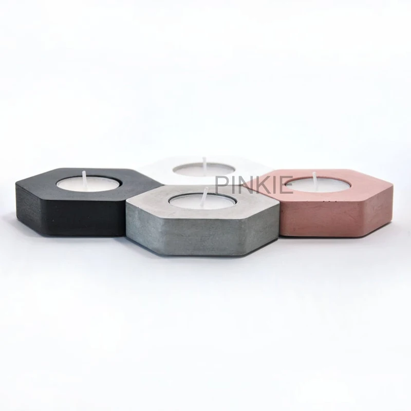 Castiçal de cimento hexagonal, molde de silicone, de gesso, peças de decoração, para casa, café, romântico, castiçal de silicone