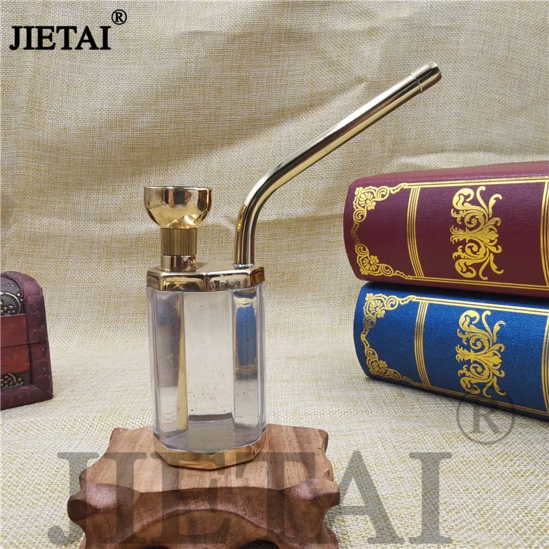 Mini Portable Brass Water Pipes Hookah Shisha Smoking Pipe Filter Tobacco Multifunctional Acrylic Bottle Smoke Accessories Tool