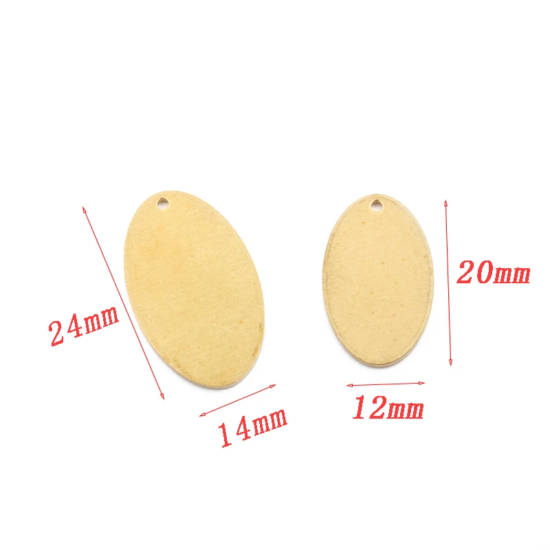 20pcs Raw Brass Oval Stamping Engraving Charms Pendant Blank Tag For DIY Earrings Bracelet Jewelry Findings Making