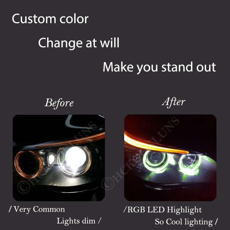 RGB LED Headlight Angel Eyes Bulbs For BMW 5 Series e60 525i 525xi 530i 530xi 545i 550i E87 E39 E61 E63 Car Accessories Wireless