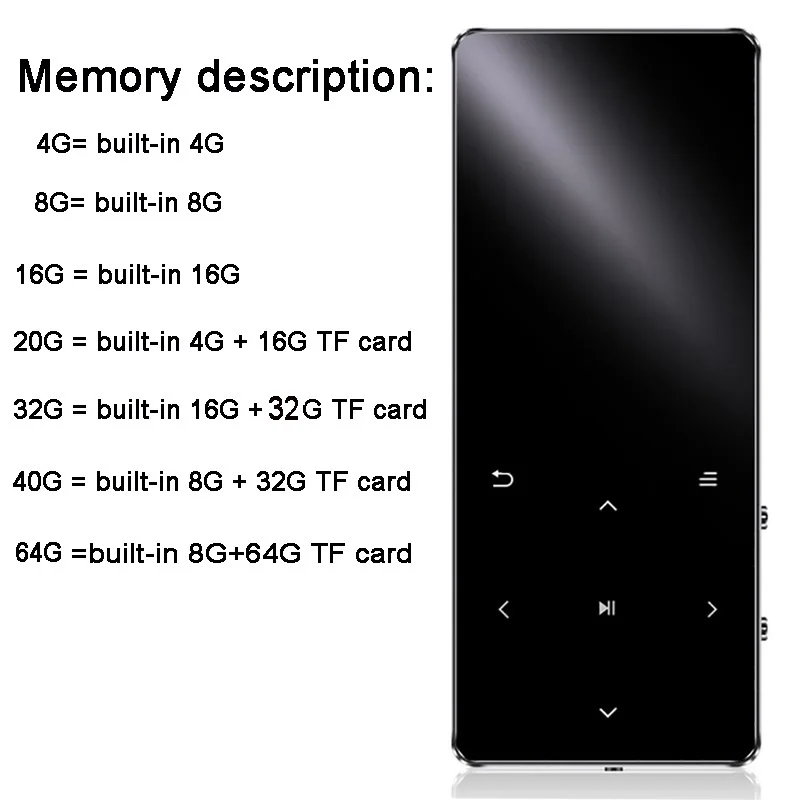 Bluetooth 4.2 MP3 Player Touch key Built-in Speaker 8GB 16GB HiFi Metal Mini Portable Walkman with radio FM recording e-book