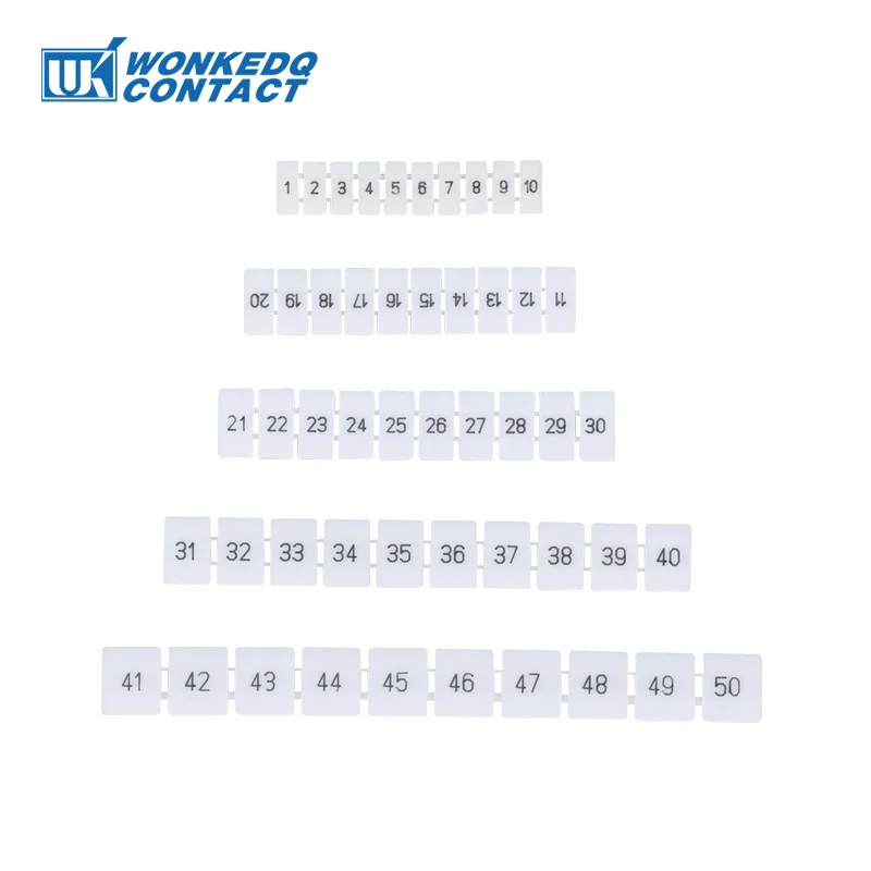 10Pcs ZB6 For UK2.5B UK5N PT4 ST4 UKK/UKKB5 DIKD1.5 Number Blank DIN Rail Terminal Block Accessories UK Zack Marker Strips ZB 6